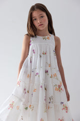 PETITE AMALIE FLORAL SKETCH PRINT SLEEVELESS DRESS
