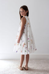 PETITE AMALIE FLORAL SKETCH PRINT SLEEVELESS DRESS
