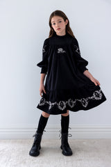 PETITE AMALIE EMBROIDERED CORDUROY DRESS