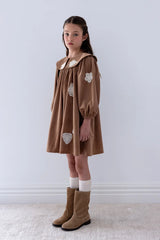 PETITE AMALIE SCATTERED APPLIQUE CORDUROY DRESS