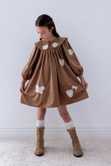 PETITE AMALIE SCATTERED APPLIQUE CORDUROY DRESS