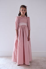 PETITE AMALIE GOLD SASH TAFFETA GOWN