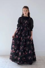 PETITE AMALIE 2PC ORGANZA BLOUSE WITH FLORAL ORGANZA MAXI JUMPER