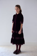 PETITE AMALIE LACE VELVET MIDI DRESS