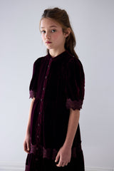 PETITE AMALIE LACE VELVET MIDI DRESS