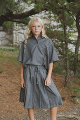 KIN KIN 2PC OVERSIZED SHIRT WITH PLEATED SKIRT
