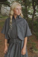 KIN KIN 2PC OVERSIZED SHIRT WITH PLEATED SKIRT