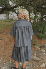 KIN KIN 2PC OVERSIZED SHIRT WITH PLEATED SKIRT