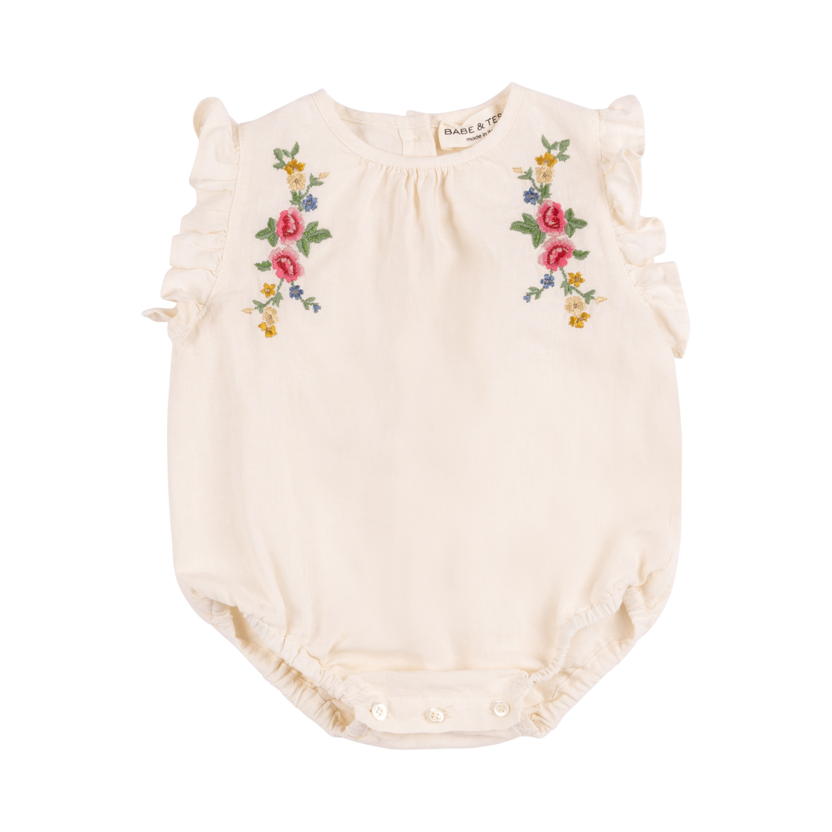 BABE AND TESS TUTINA EMMBROIDERED FLOWER ROMPER