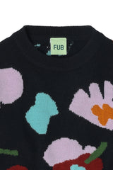 FUB JAQUARD MULTI PRINT KNIT SWEATER