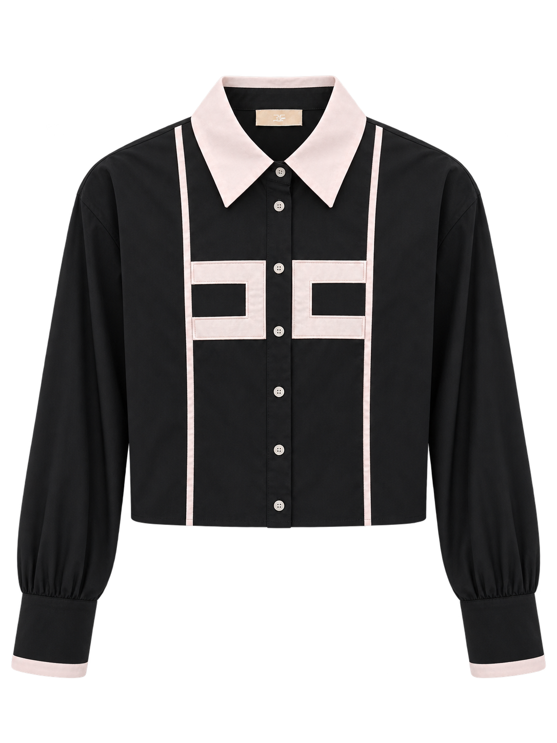ELIZABETH  FRANCHI EMBROIDERED POPLIN BLOUSE