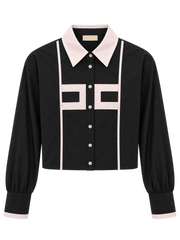 ELIZABETH  FRANCHI EMBROIDERED POPLIN BLOUSE