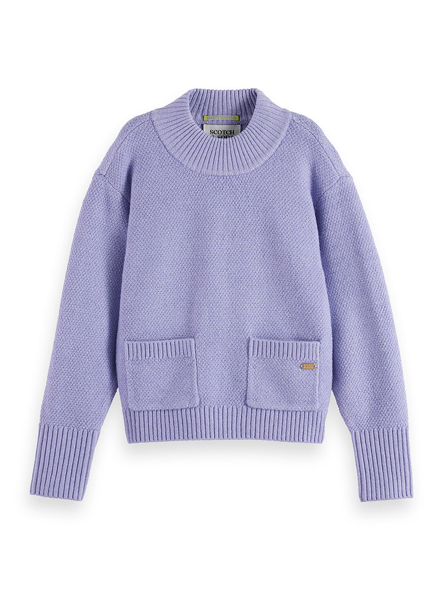 SCOTCH & SODA FRONT POCKETS MOCK NECK CHENILLE PULLOVER SWEATER
