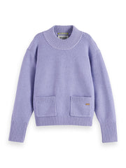 SCOTCH & SODA FRONT POCKETS MOCK NECK CHENILLE PULLOVER SWEATER
