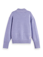 SCOTCH & SODA FRONT POCKETS MOCK NECK CHENILLE PULLOVER SWEATER