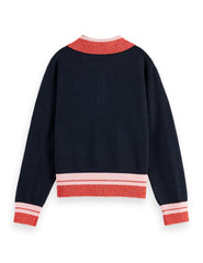 SCOTCH & SODA CHEST LOGO SPORTY HEART LOGO SWEATER