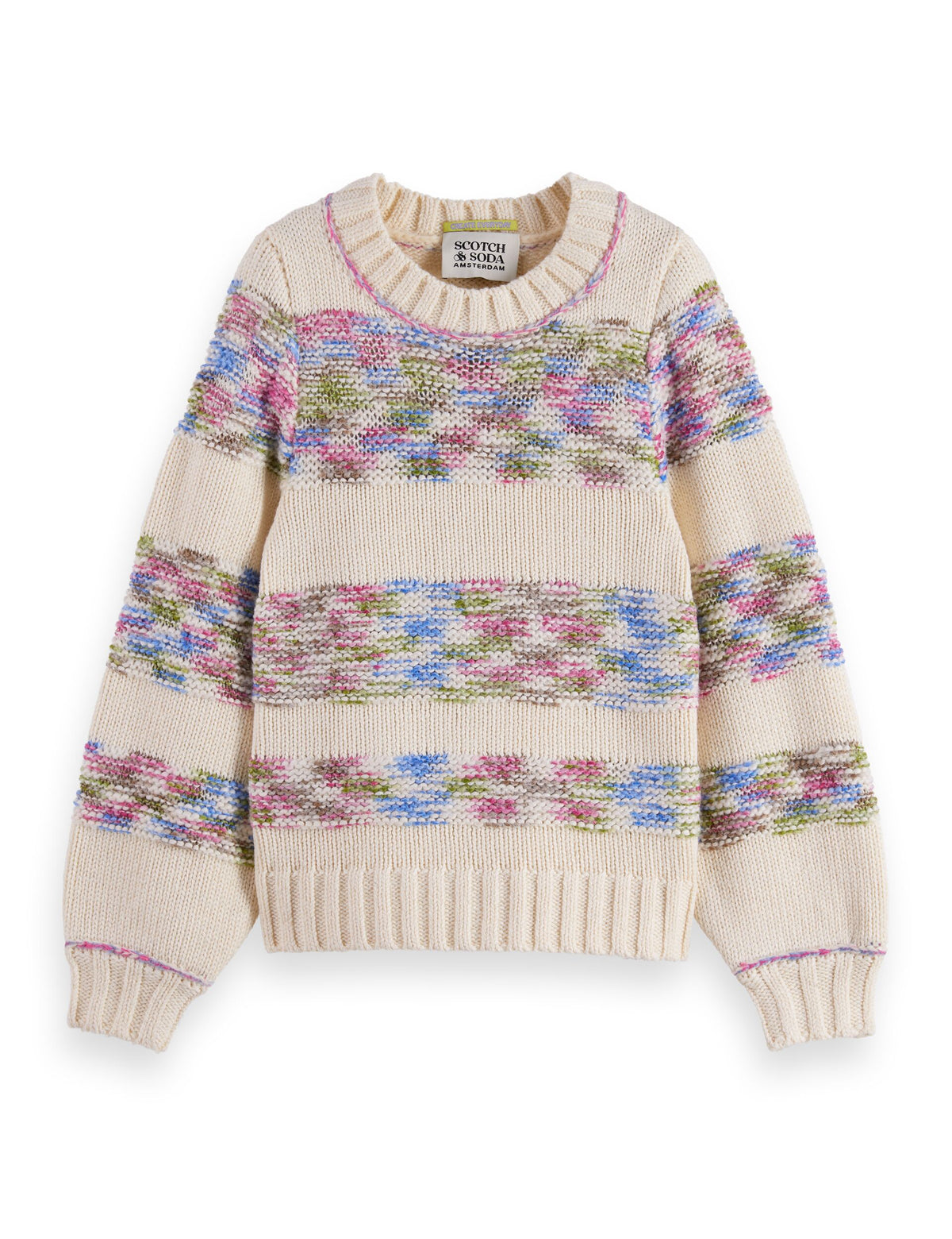 SCOTCH & SODA RAINBOW YARN STRIPED SWEATER
