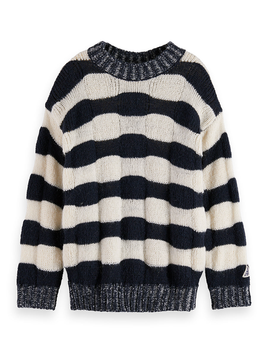 SCOTCH & SODA CHUNKY FIT STRIPED PULLOVER SWEATER