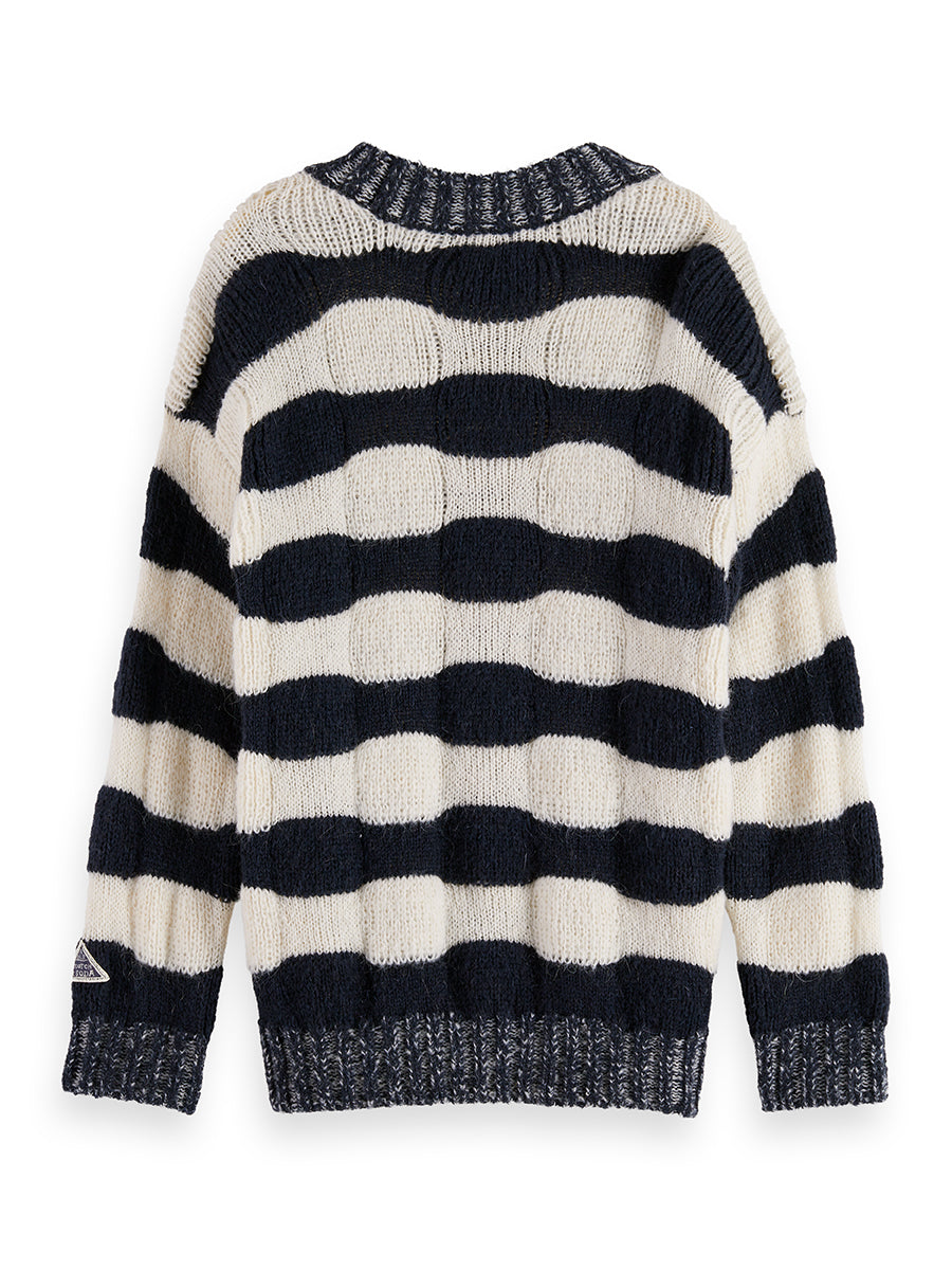 SCOTCH & SODA CHUNKY FIT STRIPED PULLOVER SWEATER