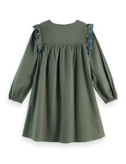 SCOTCH & SODA SEERSUCKER EMBROIDERED DRESS