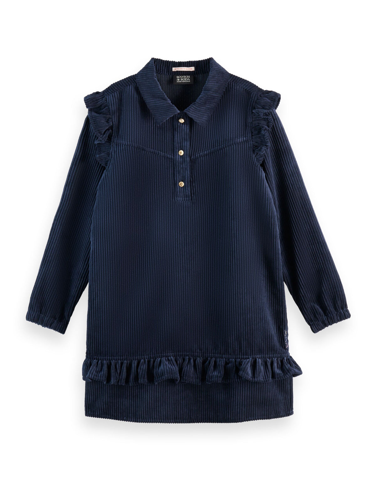 SCOTCH & SODA RUFFLE DETAIL CORDUROY DRESS