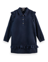 SCOTCH & SODA RUFFLE DETAIL CORDUROY DRESS