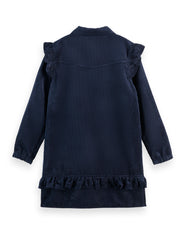 SCOTCH & SODA RUFFLE DETAIL CORDUROY DRESS
