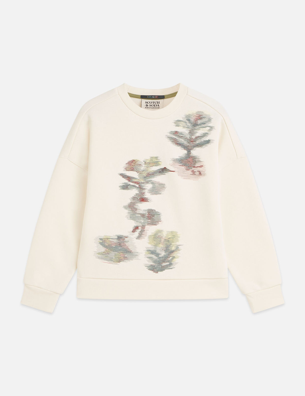 SCOTCH & SODA EMBROIDERED FLOWERS RELAXED FIT SWEATSHIRT