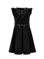 MONNALISA BELTED RUFFLE BIB TOP JUMPER