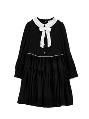 MONNALISA FRONT TIE WITH COLLAR DRESS