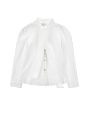 MONNALISA NATASHA BUTTON DOWN SHIRT WITH HEART BUTTONS AND NECK TIE