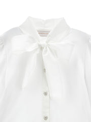 MONNALISA NATASHA BUTTON DOWN SHIRT WITH HEART BUTTONS AND NECK TIE