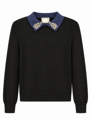 Noir RHINESTONE COLLAR SWEATER