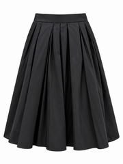 ELISABETTA FRANCHI LOGO APPLIQUE TAFFETA MIDI SKIRT