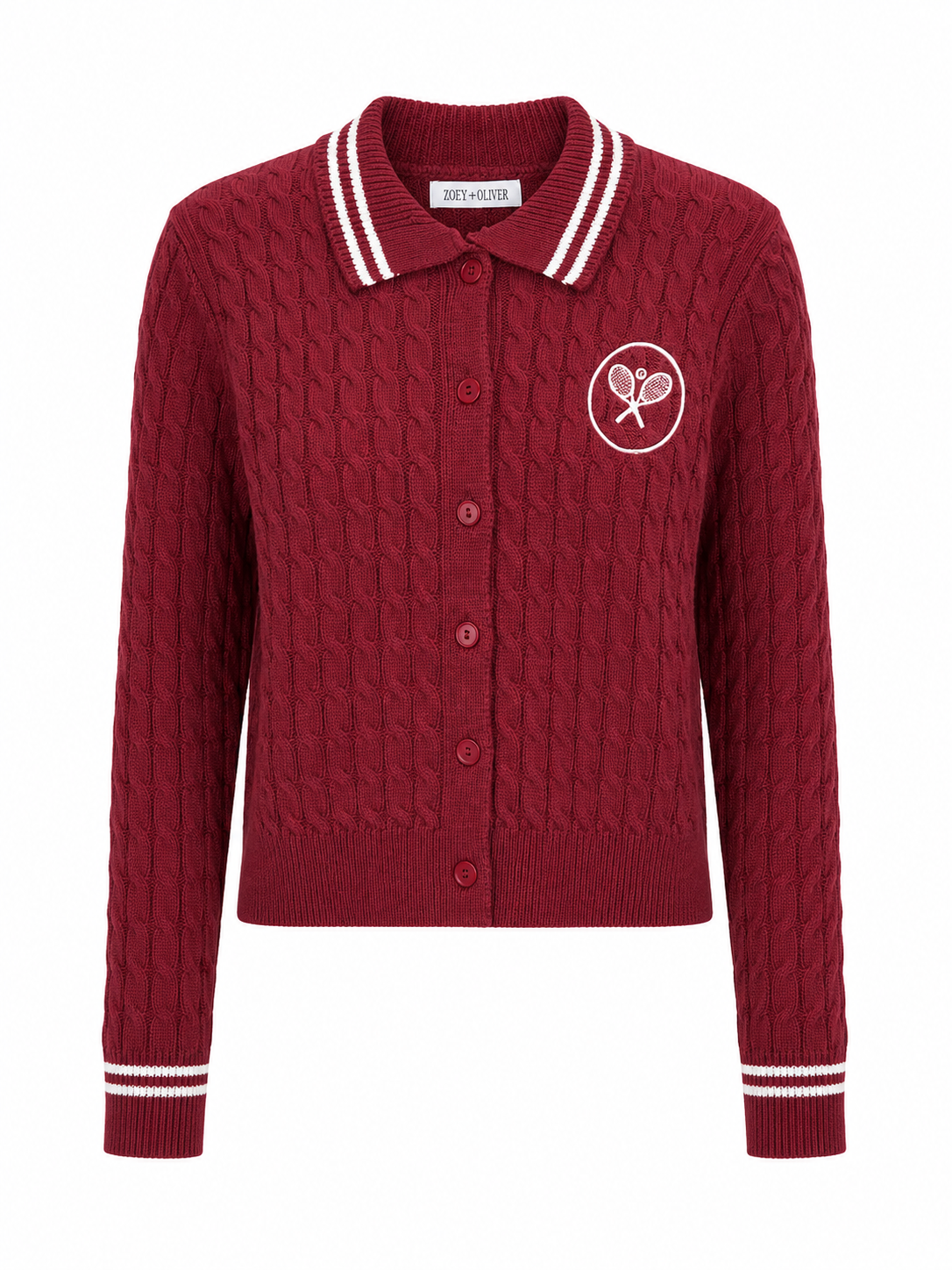 ZOEY+OLIVER TENNIS LOGO CARDIGAN