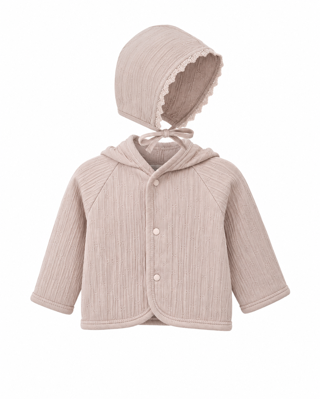 BEBE ORGANIC 2PC CHENILLE JACKET WITH BONNET SET