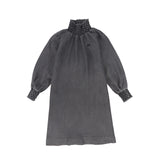 BAMBOO SMOCKED NECK DENIM DRESS