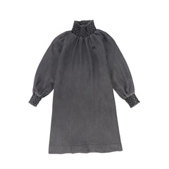 BAMBOO SMOCKED NECK DENIM DRESS