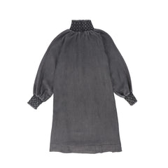 BAMBOO SMOCKED NECK DENIM DRESS