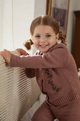 FYVE 2PC PRIMROSE EMBROIDERED  FLOWERS CARDIGAN WITH LEGGINGS SET