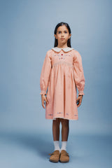 BEBE ORGANIC MARGOT COLLARED SMOCKED DRESS