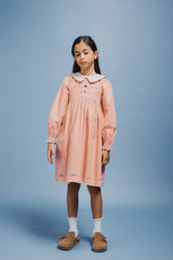 BEBE ORGANIC MARGOT COLLARED SMOCKED DRESS