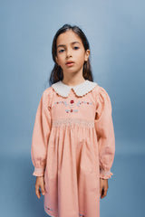 BEBE ORGANIC MARGOT COLLARED SMOCKED DRESS