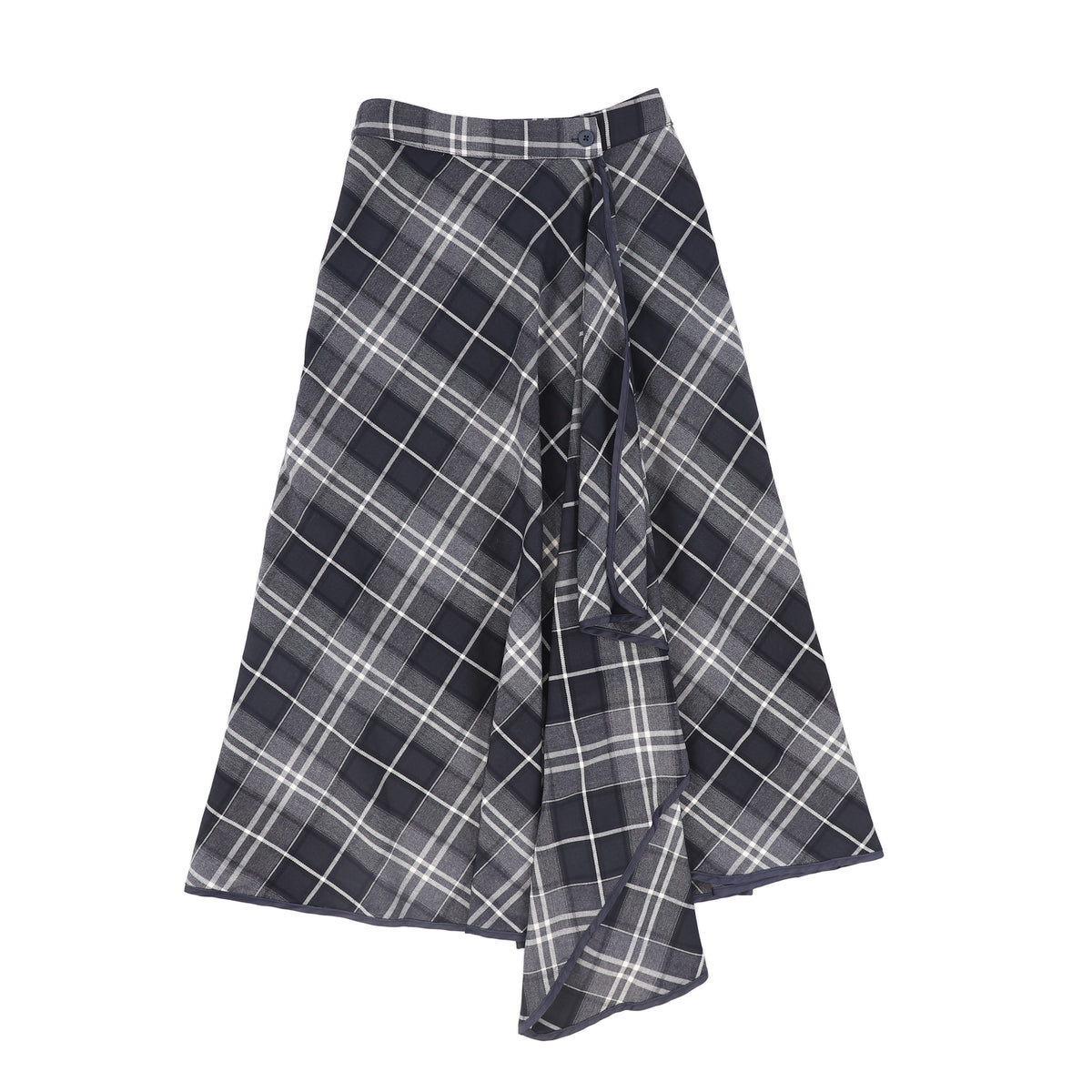 BAMBOO PLAID WRAP RUFFLE MAXI SKIRT