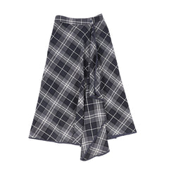 BAMBOO PLAID WRAP RUFFLE MAXI SKIRT