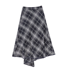 BAMBOO PLAID WRAP RUFFLE MAXI SKIRT