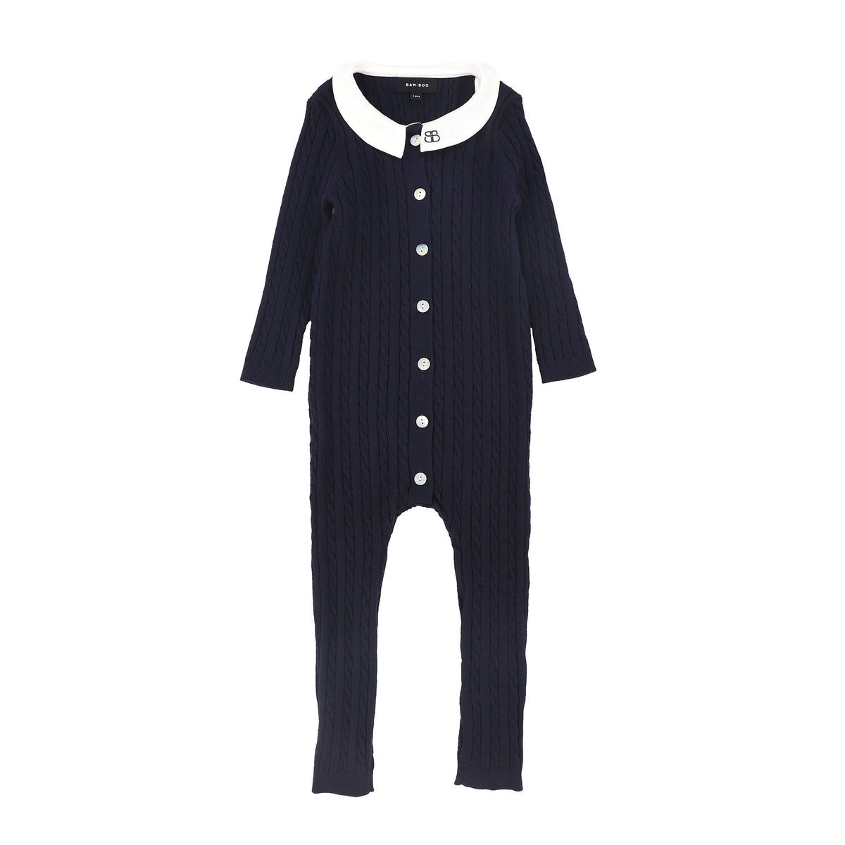 BAMBOO CABLE KNIT COLLAR ROMPER