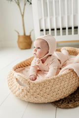 ElYS&CO. 2PC VELOUR METALLIC BEE FOOTIE+BONNET