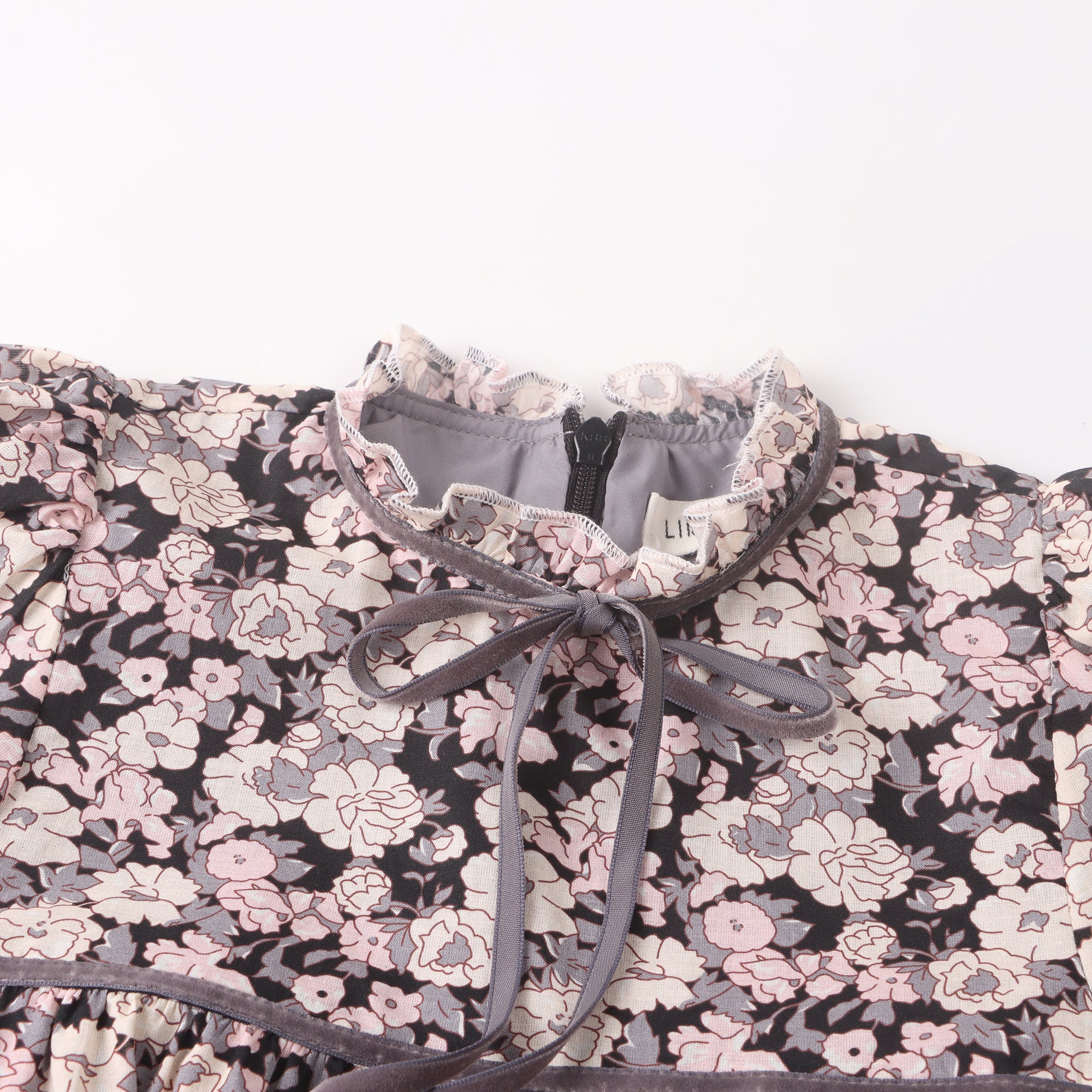 LIMONANA VELVET PETALS FRONT TIE DRESS