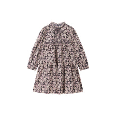 LIMONANA VELVET PETALS FRONT TIE DRESS
